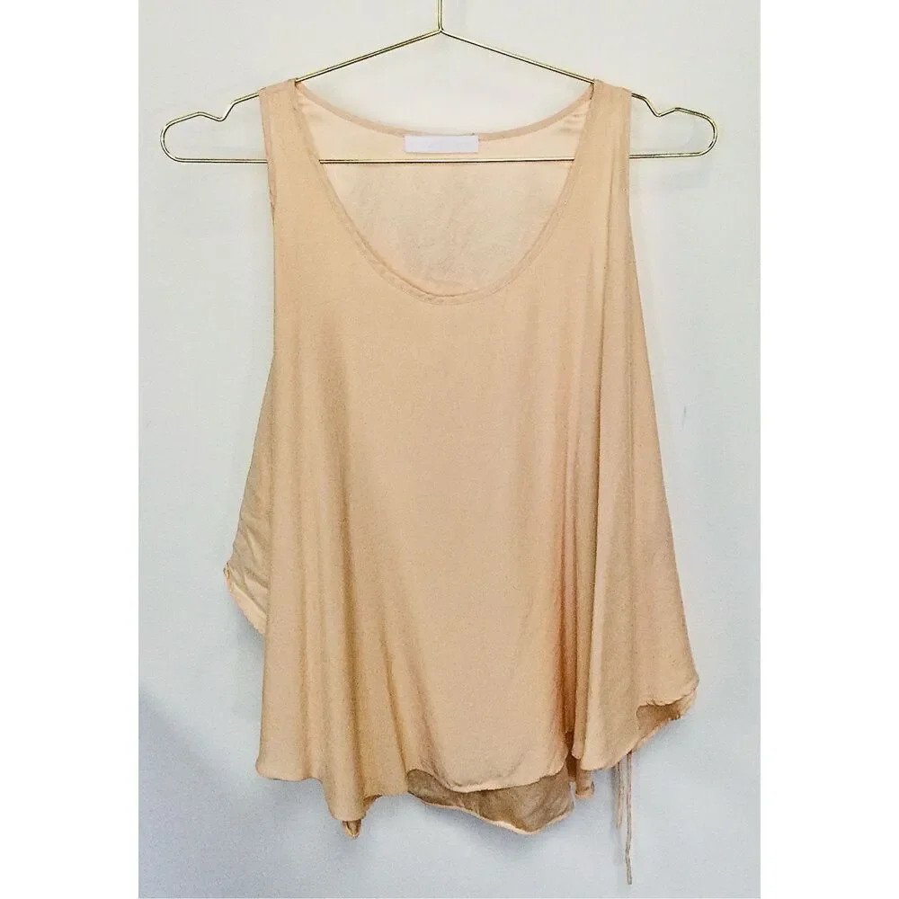 Born in December Womens Small 100%‎ Silk Sleeveless Blouse Apricot Flowy